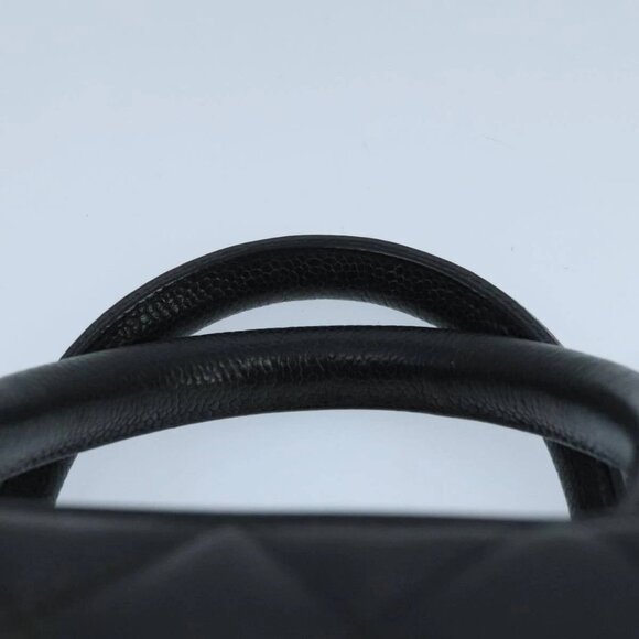 CHANEL Matelasse Hand Bag Grained Calf Skin Black CC Auth PP100A - Picture 8 of 16